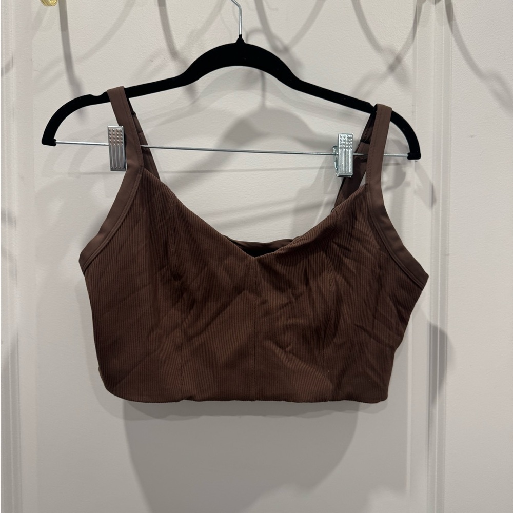 Offline by Aerie Brown Ribbed Sports Bra
